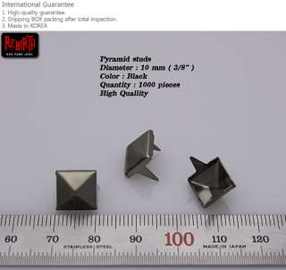 1000pc pyramid black studs 10mm spot leathercraft diy  