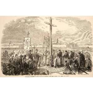  1874 Wood Engraving Funeral Ceremony French Soldiers Killed 