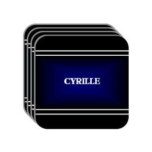 Personal Name Gift   CYRILLE Set of 4 Mini Mousepad Coasters (black 