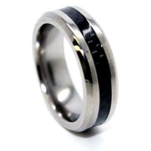 Unlimited   6mm Titanium & Black Carbon Fiber Inlay Band Wedding Band 