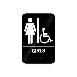  Restroom Sign Girls Handicap Black 5314