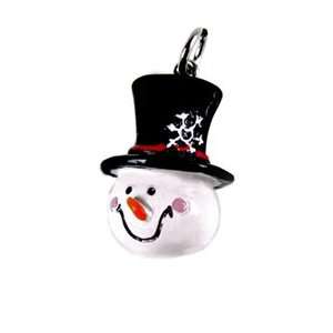 Roly Polys 3 D Hand Painted Resin Snowman Head with Top Hat Charm, Qty 