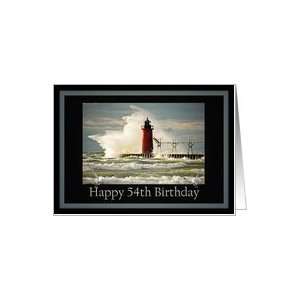  54th birthday lighthouse storm wave nautical coastal Card 
