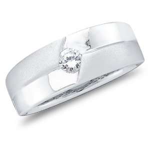 Size 5.5   14K White Gold Diamond MENS Wedding Band OR Fashion Ring 