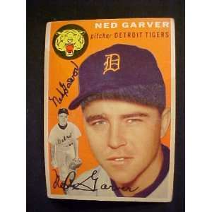  Ned Garver Detroit Tigers #44 1954 Topps Autographed 