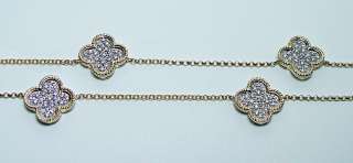 Designer 1ct Diamond Pave Floral Necklace Estate Jewelry 14K Gold 