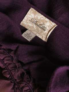 Anthropologie Deletta purple slub knit ruffled rosette trim trapeze 