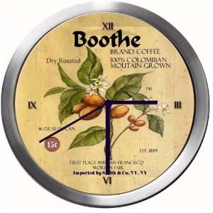  BOOTHE 14 Inch Coffee Metal Clock Quartz Movement Kitchen 