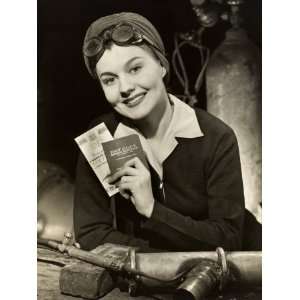  Woman Ww Ii Defense Worker With Bank Book Photographic 