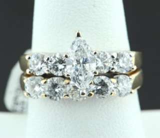   DIAMOND ENGAGEMENT WEDDING RINGS 14K YELLOW GOLD BLING  