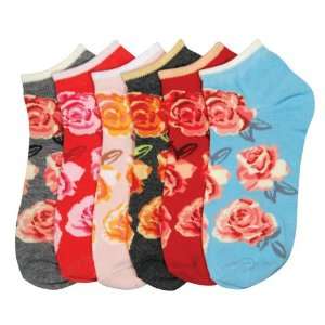  HS Women Fashion Socks Large Rose Design (size 9 11) 6 