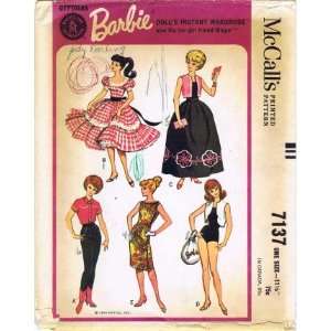  McCalls 7137 Sewing Pattern Barbie Doll Clothes Wardrobe 