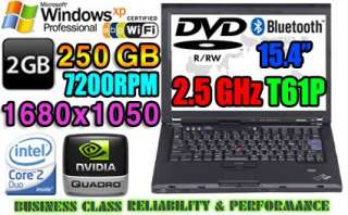 15.4 Thinkpad T61P 2.5GHz 1680x1050 WSXGA+ 250GB 7200RPM HD 2GB RAM 