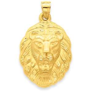  14k Diamond cut Lion Head Pendant Jewelry