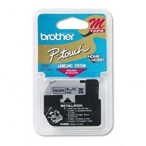   Cartridge for P Touch Labelers, 3/8w, Black on Silver 