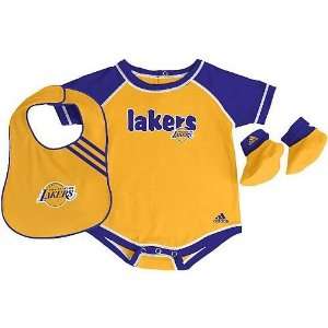  Los Angeles Lakers Bib N Bootie Bodysuit Set (Gold 