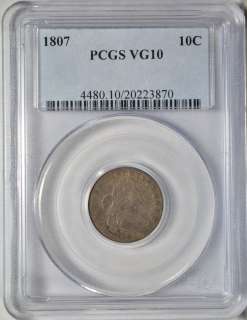 1807 Draped Bust dime, PCGS VG10  