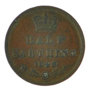 1843   Great Britain   Victoria   Half Farthing   Coin   4873  