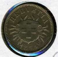 1874 Switzerland   5 Rappen Coin  