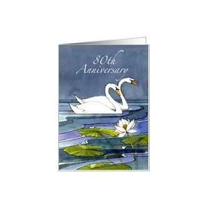  80th Wedding Anniversary Swans Card Health & Personal 