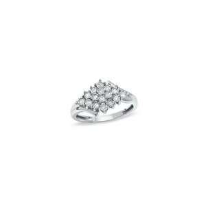  ZALES Diamond Cluster Bypass Ring in 10K White Gold 1/5 CT 