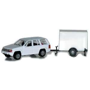  Herpa HO SUV with Box Trailer Toys & Games