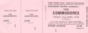 COMMODORES free trade hall manchester 21st april 1978 ticket 