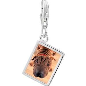  Pugster 925 Sterling Silver Wrinkly Dog Photo Rectangle 