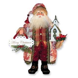 NEW Handcrafted Karen Didion 20 Toile Santa Figurine  