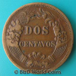 PERU 1878 2 DOS CENTAVOS 24.4mm Copper or Bronze Coin  