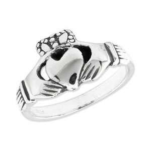  Sterling Silver Antiqued Claddagh Ring (7) Jewelry