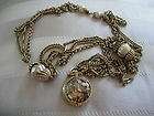  CHAIN & PEARL PERFUME pocketwatch style LOCKET W PICTURE of COUPLE