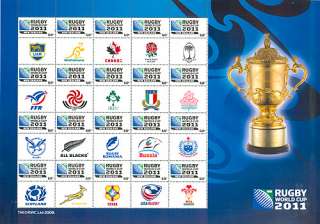 NEW ZEALAND 2011 RUGBY WORLD CUP 20 UNIONS SHEET   MINT  