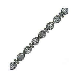  Sterling Silver Marcasite Flower Lace Bracelet Jewelry