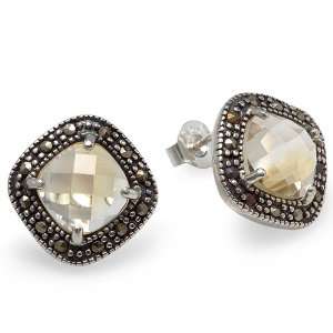   and Marcasite 925 Sterling Silver 9 x 9 mm Studs Earrings Jewelry
