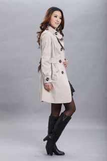 Womens Ladies Fashion Slim Fit Trench Double Breasted Coat Jacket 