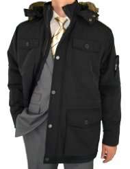 Modern Italian Fit Mens Parka with Removable Hood All Day Topcoat 