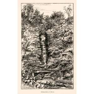 1894 Wood Engraving Mill Gill Force Waterfall Area Yorkshire England 