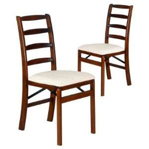 Stakmore Shaker Ladderback Wood Folding Chairs with Upholstered Seat 