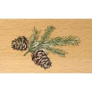  Pine Cones Branch Rubber Stamp   Wood Mounted for Winter 