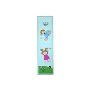   Centimeter Wood Mezuzah with Children Playing on Light Blue Background
