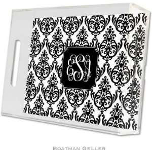 Boatman Geller Lucite Trays   Madison Damask White with Black (Small 