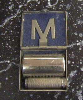 vintage miniature myatt ladies safety razor with blade in unique metal 