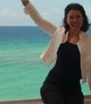 Jane Shattuck in Barbados overlooking the Caribbean Sea on the south 