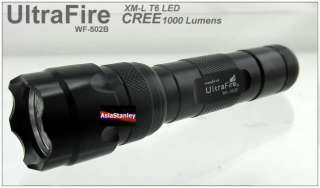   18560 ) UltraFire 1000 Lumens CREE XM L T6 502B LED Flashlight Torch