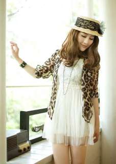   Women 1/2 Sleeve Leopard Style Thin Chiffon Jacket Top 2062  