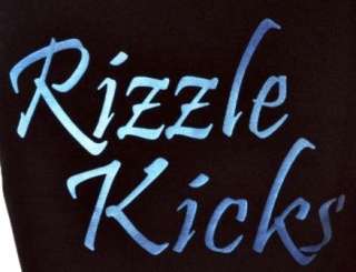 RIZZLE KICKS BLACK T SHIRT with BLUE DENIM EFFECT ~5 15  