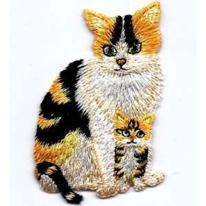 Cats  Momma Cat w/ Kitten Iron On Embroidered Applique 