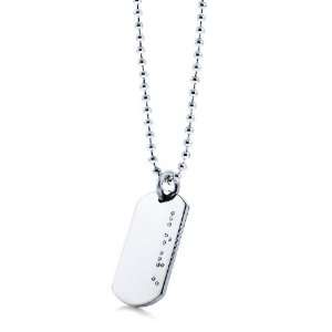 HIS   Sterling Silver Diamond Braille LOVE Mens Dog Tag Necklace w/t 