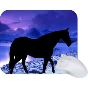 Horse Silhouette on Wintry Blue Design Mouse Pad Mousepad   Ideal Gift 
